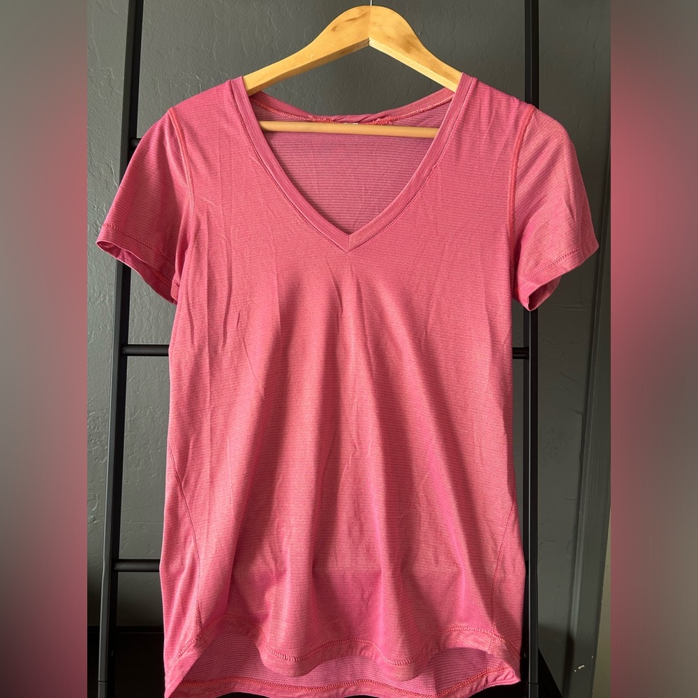 Lululemon pink v-neck tee shirt